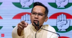 O líder do Congresso de Assam, Gaurav Gogoi, e os bens de sua esposa aumentaram de Rs 4,66 milhões para Rs 7,57 milhões em 2024.