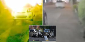 Assista ao momento em que um policial engana a morte depois que um carro-bomba explode a poucos metros dele