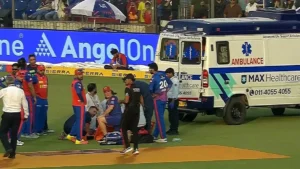 Cenas assustadoras! Lungi Ngidi embarcou em uma ambulância após sofrer um ferimento na cabeça na partida DC x PBKS IPL