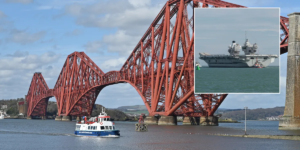 O espaço aéreo está sendo fechado sobre uma importante ponte do Reino Unido enquanto um enorme navio da Marinha Real conclui a manutenção