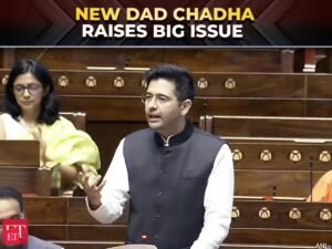 O novo pai, Raghav Chadha, levanta a questão da licença paternidade no Parlamento – The Economic Times Video