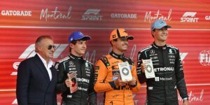 George Russell venceu o sprint do Grande Prêmio do Canadá após uma colisão com seu companheiro de equipe Kimi Antonelli