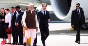 O primeiro-ministro Modi chega à Suécia para se encontrar com Christerson e a chefe da UE, Ursula von der Leyen