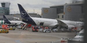 Um avião da Lufthansa caiu na pista de um importante centro europeu